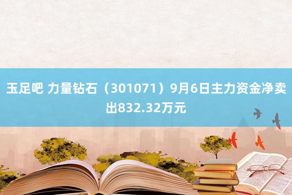 玉足吧 力量钻石（301071）9月6日主力资金净卖出832.32万元