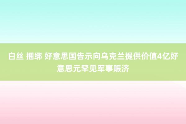 白丝 捆绑 好意思国告示向乌克兰提供价值4亿好意思元罕见军事赈济