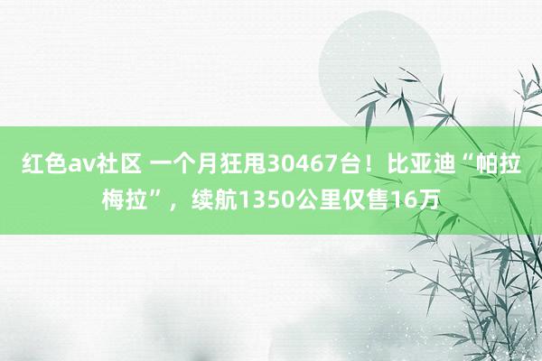 红色av社区 一个月狂甩30467台！比亚迪“帕拉梅拉”，续航1350公里仅售16万