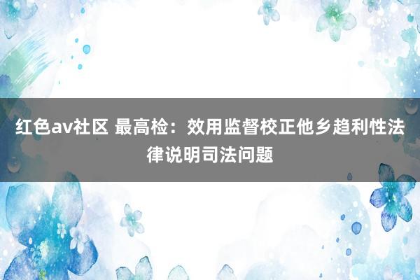 红色av社区 最高检：效用监督校正他乡趋利性法律说明司法问题