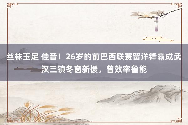丝袜玉足 佳音！26岁的前巴西联赛留洋锋霸成武汉三镇冬窗新援，曾效率鲁能