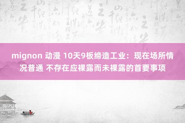 mignon 动漫 10天9板缔造工业:现在场所情况普通 不存在应裸露而未裸露的首要事项