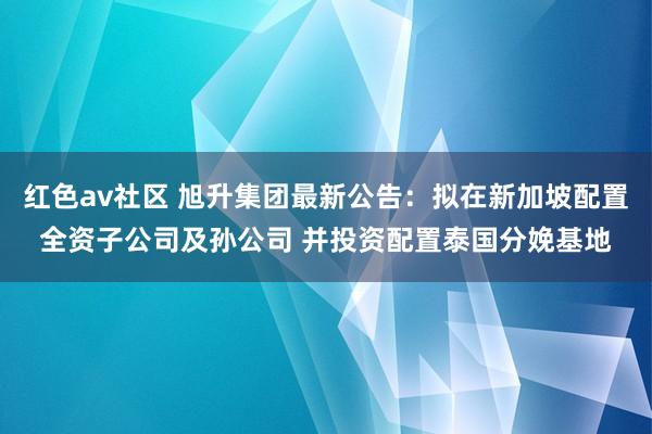 红色av社区 旭升集团最新公告：拟在新加坡配置全资子公司及孙公司 并投资配置泰国分娩基地