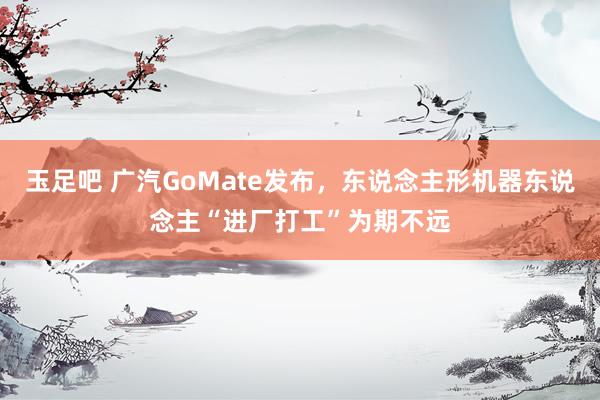 玉足吧 广汽GoMate发布，东说念主形机器东说念主“进厂打工”为期不远