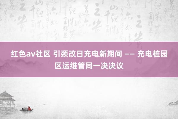 红色av社区 引颈改日充电新期间 —— 充电桩园区运维管同一决决议