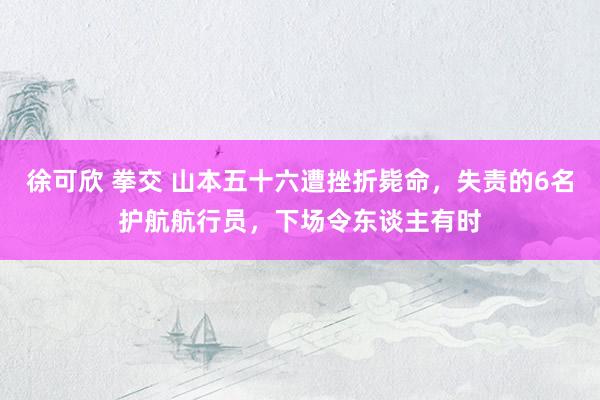 徐可欣 拳交 山本五十六遭挫折毙命，失责的6名护航航行员，下场令东谈主有时