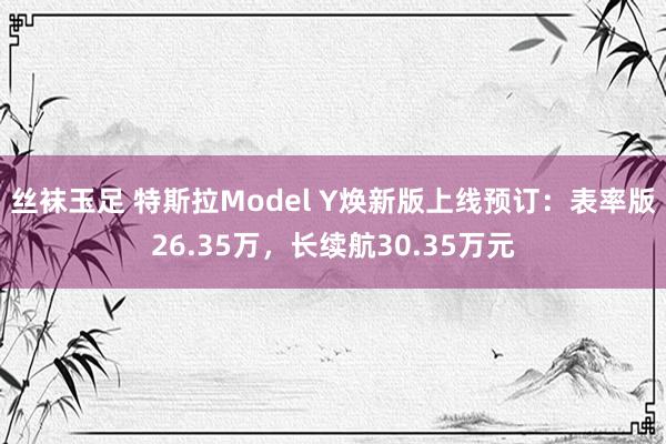 丝袜玉足 特斯拉Model Y焕新版上线预订：表率版26.35万，长续航30.35万元