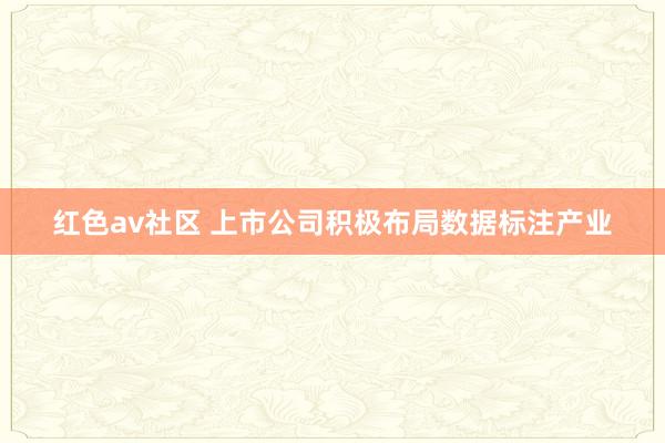 红色av社区 上市公司积极布局数据标注产业