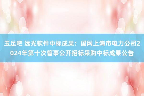 玉足吧 远光软件中标成果：国网上海市电力公司2024年第十次管事公开招标采购中标成果公告