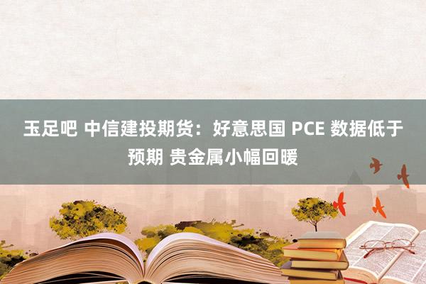 玉足吧 中信建投期货：好意思国 PCE 数据低于预期 贵金属小幅回暖