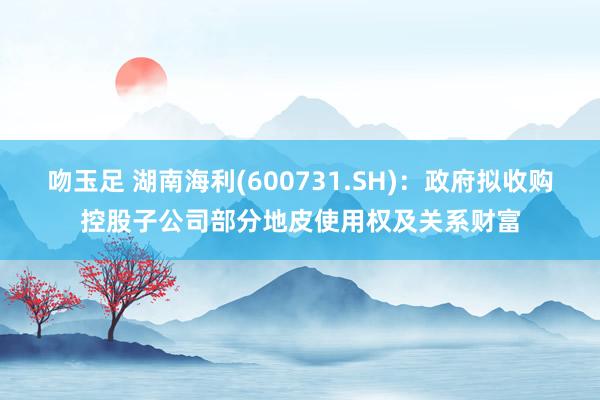 吻玉足 湖南海利(600731.SH)：政府拟收购控股子公司部分地皮使用权及关系财富