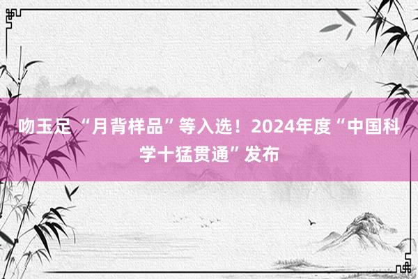 吻玉足 “月背样品”等入选！2024年度“中国科学十猛贯通”发布
