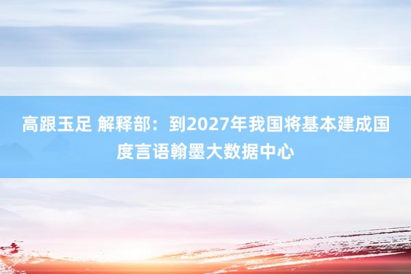 高跟玉足 解释部：到2027年我国将基本建成国度言语翰墨大数据中心
