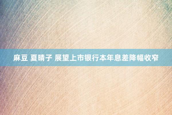 麻豆 夏晴子 展望上市银行本年息差降幅收窄