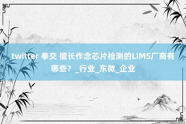 twitter 拳交 擅长作念芯片检测的LIMS厂商有哪些？_行业_东微_企业