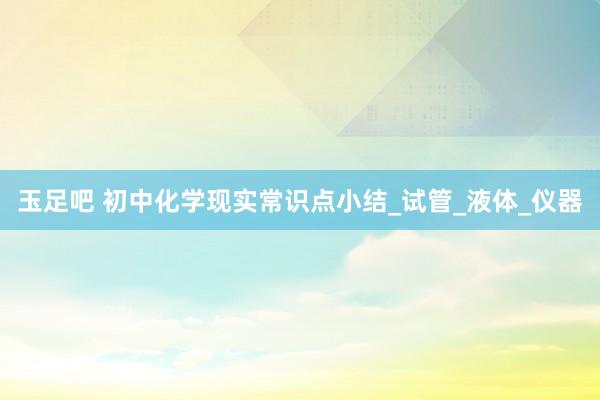 玉足吧 初中化学现实常识点小结_试管_液体_仪器