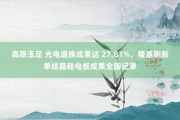 高跟玉足 光电退换成果达 27.81%，隆基刷新单结晶硅电板成果全国记录