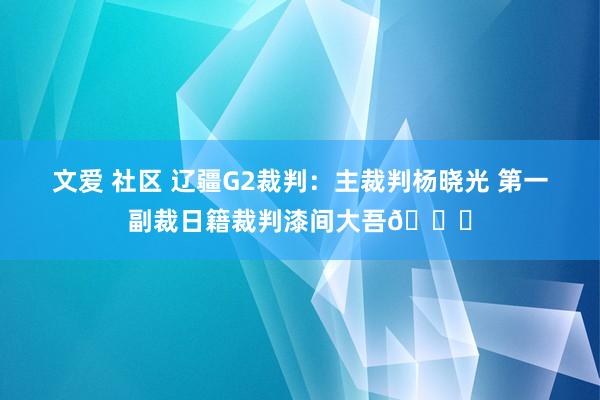 文爱 社区 辽疆G2裁判：主裁判杨晓光 第一副裁日籍裁判漆间大吾👀