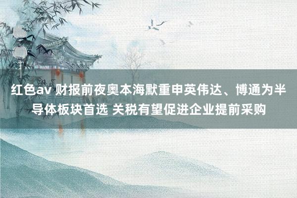 红色av 财报前夜奥本海默重申英伟达、博通为半导体板块首选 关税有望促进企业提前采购