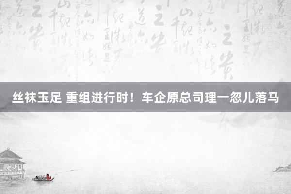 丝袜玉足 重组进行时！车企原总司理一忽儿落马