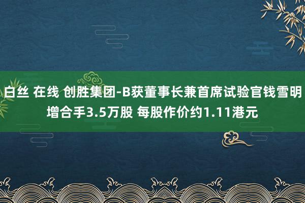 白丝 在线 创胜集团-B获董事长兼首席试验官钱雪明增合手3.5万股 每股作价约1.11港元