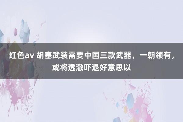 红色av 胡塞武装需要中国三款武器，一朝领有，或将透澈吓退好意思以